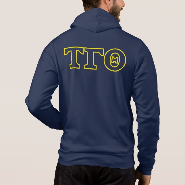 Moletom Cheio Tau Gamma Theta Zip Hoodie com Crest & Lette (Verso)