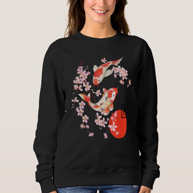 Moletom Cherry Blossom Japonês Koi Carp Fish Sakura Graph (Frente)