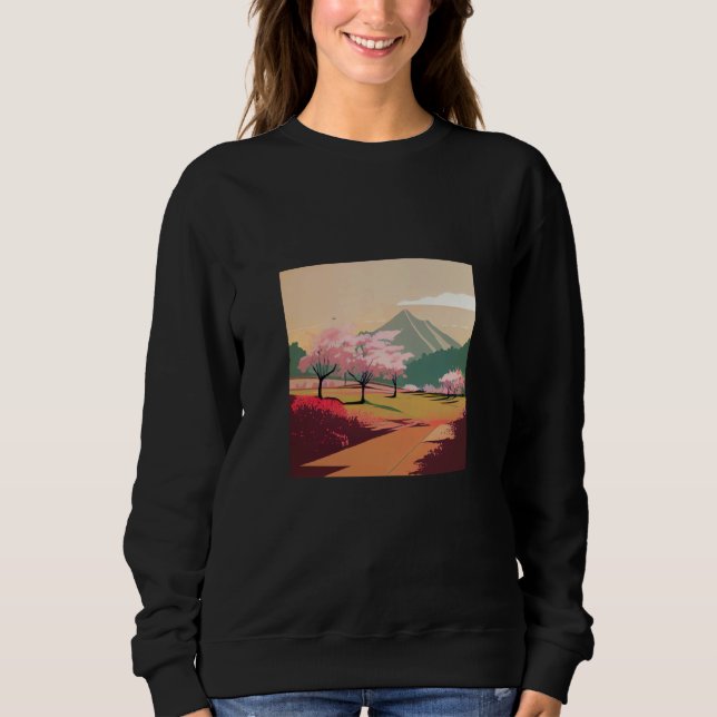 Moletom cherry blossom trees country side mountain minimal (Frente)