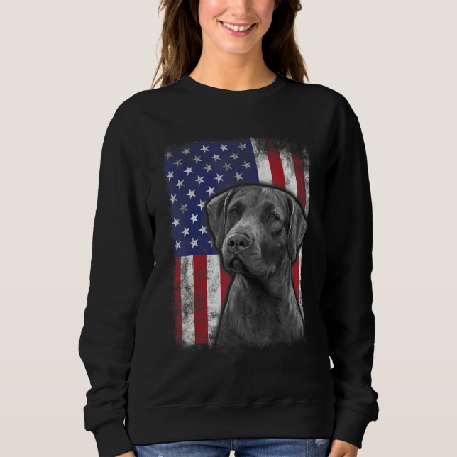 Moletom Chesapeake Bay Retriever American Flag Patriotic D (Frente)