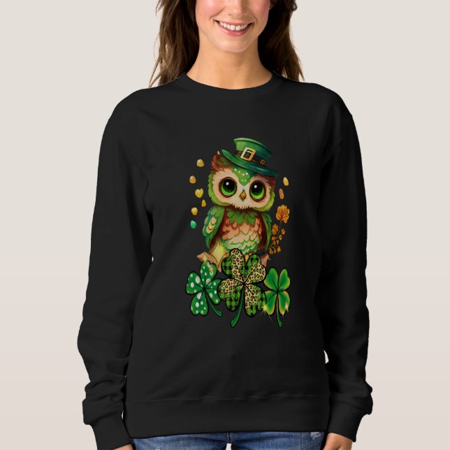 Moletom Chibi Owl Adorable St Patrick's Day Bird Cute C (Frente)