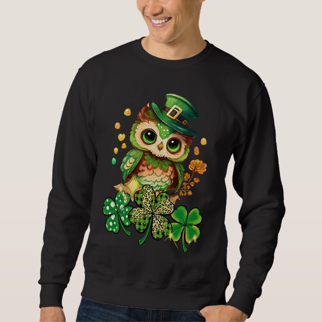 Moletom Chibi Owl Adorable St Patrick's Day Bird  Cute C (Frente)