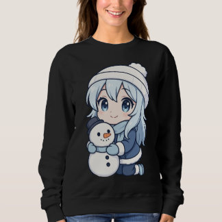 Moletom Chibi Winter Girl Sweatshirt – Cute Anime Snowman 