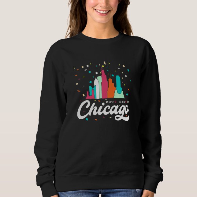 Moletom Chicago City Illinois Skyline Usa American Flag Pr (Frente)