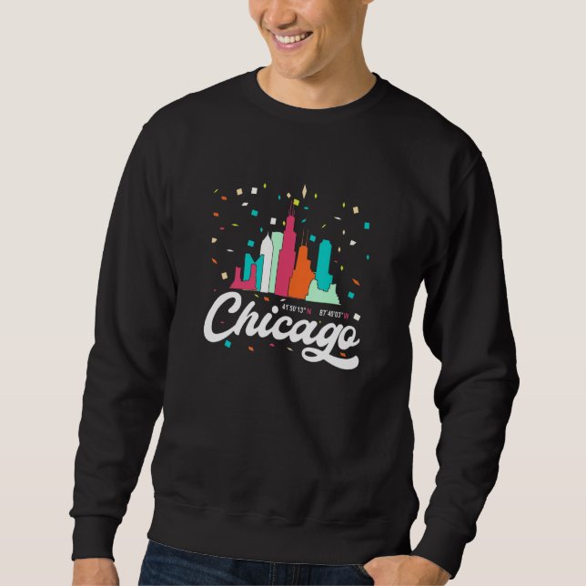 Moletom Chicago City Illinois Skyline Usa American Flag Pr (Frente)