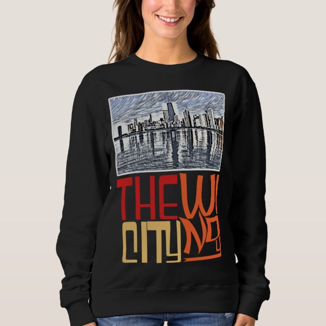 Moletom Chicago City Skyline  Chicago Skyline Silhouette (Frente)