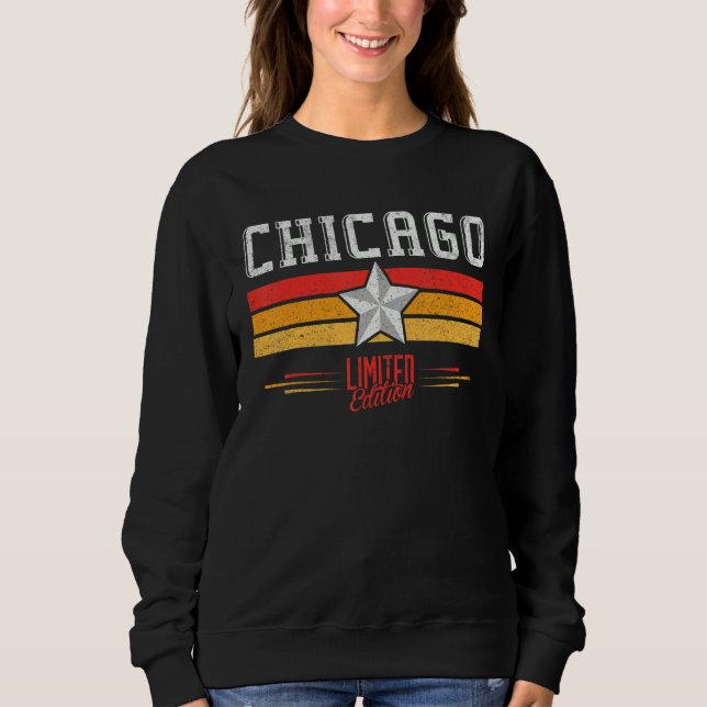Moletom Chicago Illinois Retro Vintage Stripes Chicago Gif (Frente)