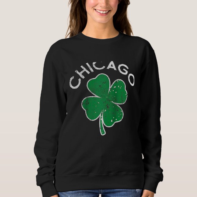 Moletom Chicago Lucky C St Patrick's Day Distress Raglan B (Frente)