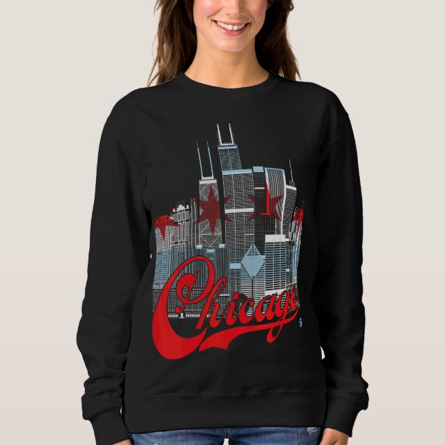 Moletom Chicago Skyline Squared Chicago Flag (Frente)