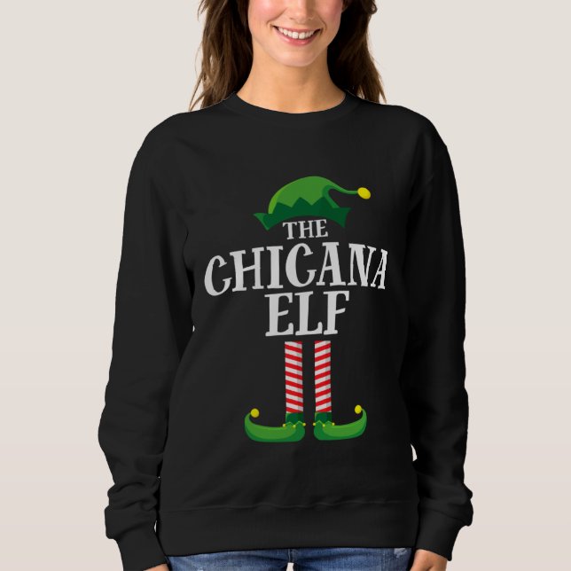 Moletom Chicana Elf Matching Family Group Christmas Party  (Frente)