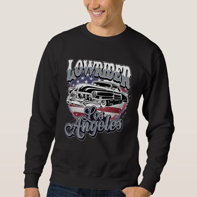 Moletom Chicano Low Rider Car American Flag Los Angeles Lo (Frente)