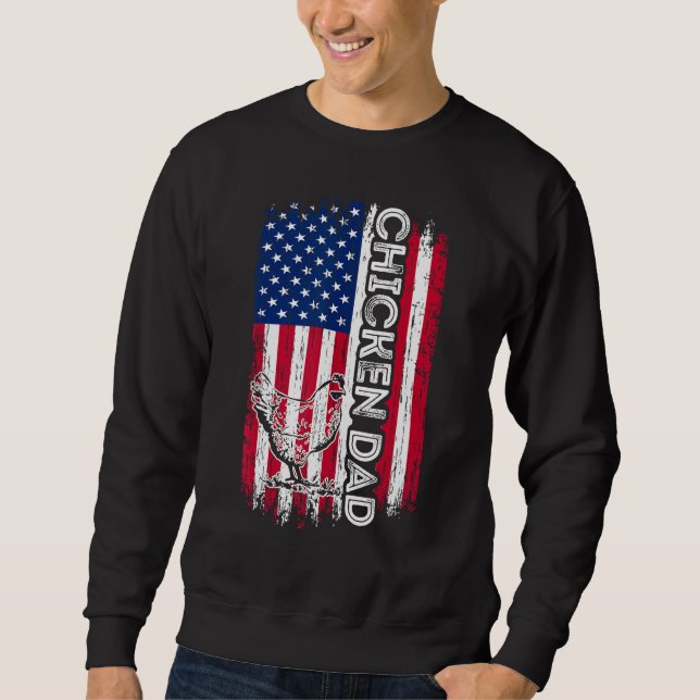 Moletom Chicken Dad Shirt American Flag Father's Day Patri (Frente)