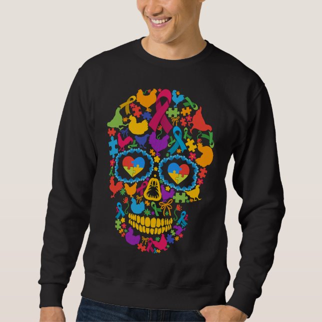 Moletom Chicken Skull Autism Awareness   (Frente)