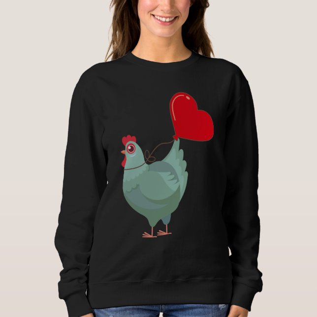 Moletom Chickens With Heart Balloon Valentines Day Love Bo (Frente)