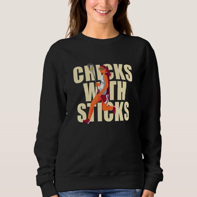 Moletom Chicks With Sticks Lacrosse Woman Player (Frente)