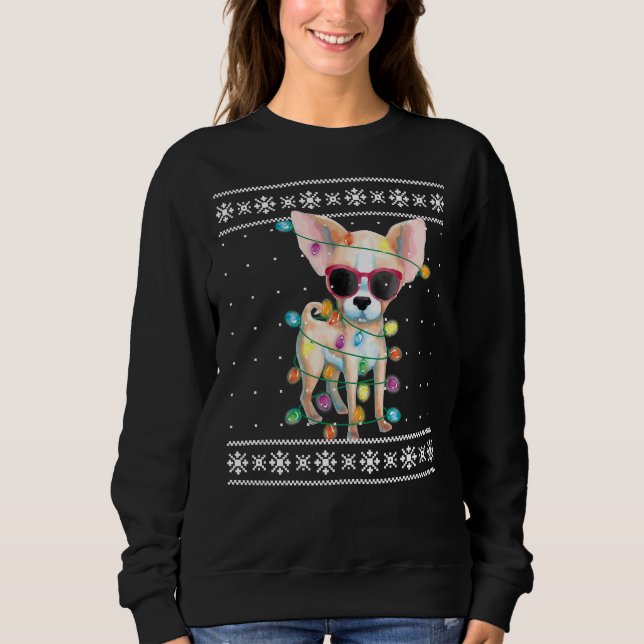 Moletom Chihuahua Christmas Ugly Sweater Para Mulheres Cac (Frente)