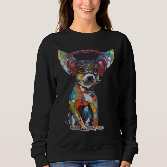 Moletom Chihuahua com fones de ouvido (Frente)