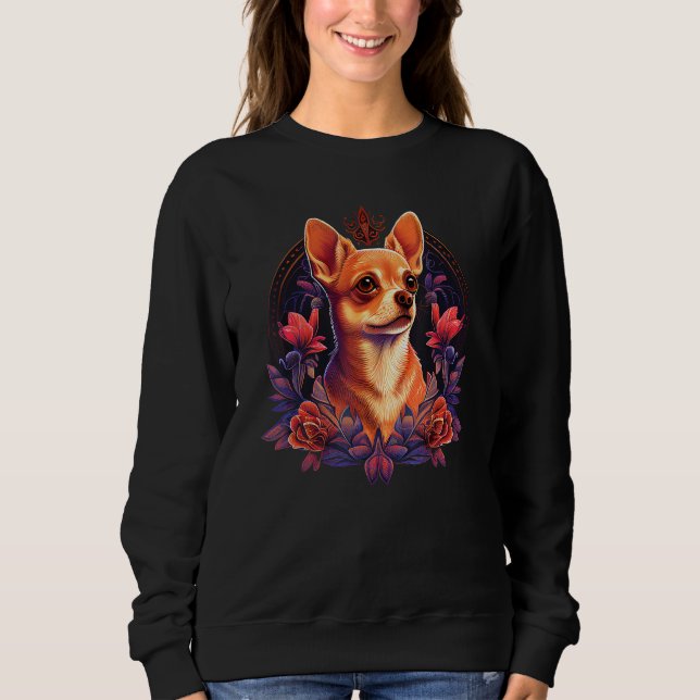 Moletom Chihuahua Cute Dog Beautiful Flowers Girl Plant 7 (Frente)