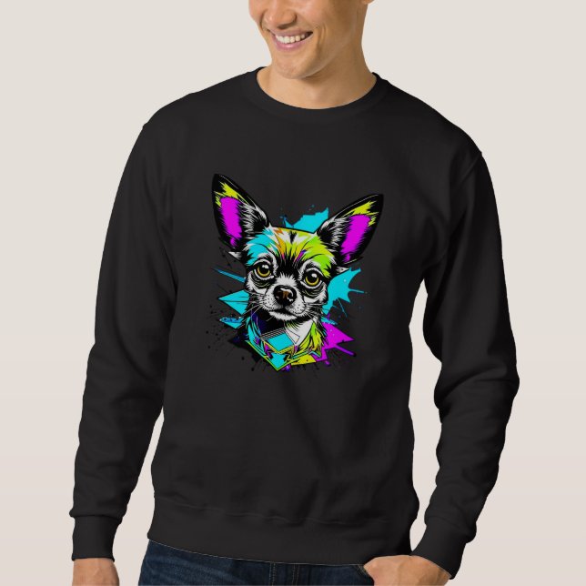 Moletom Chihuahua Cyberpunk estilo Art Dog Lover (Frente)