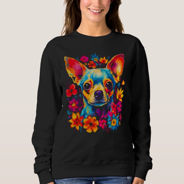 Moletom Chihuahua Dog Flowers (Frente)