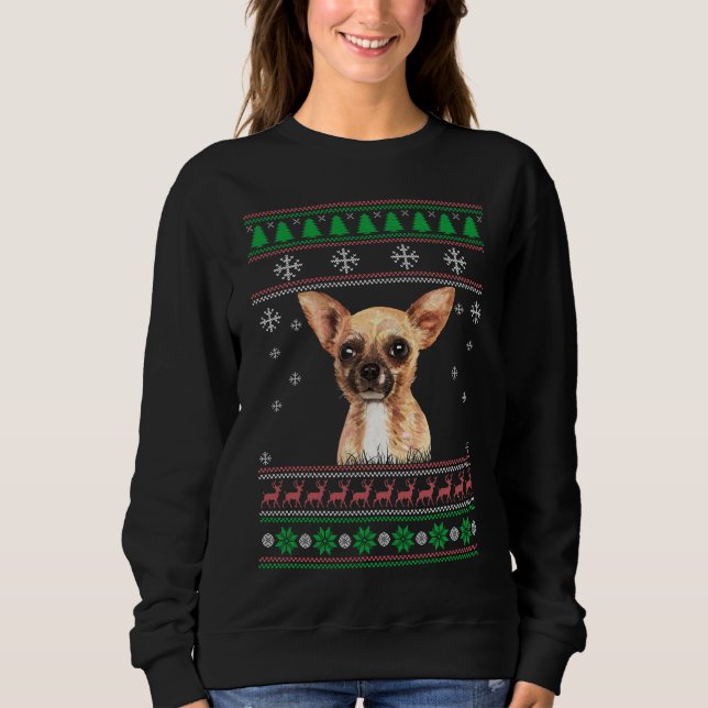 Moletom Chihuahua Dog Lover Feio Natal Suor Xmas (Frente)