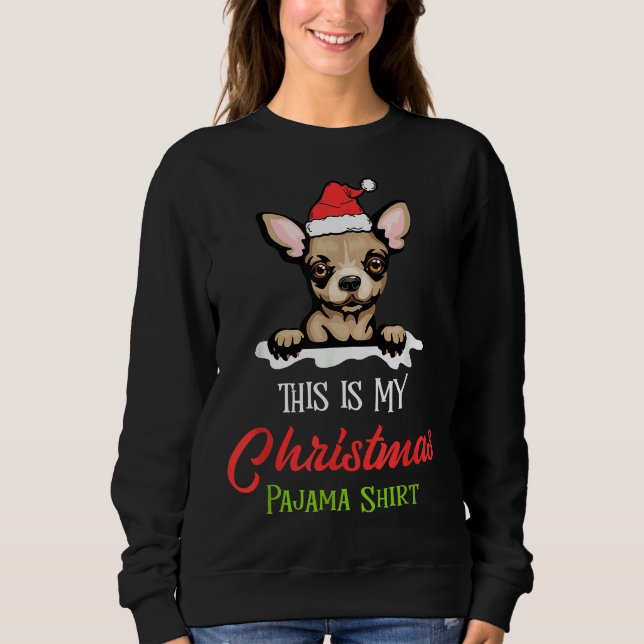 Moletom Chihuahua Dog Natal Pijamas Santa Clause (Frente)