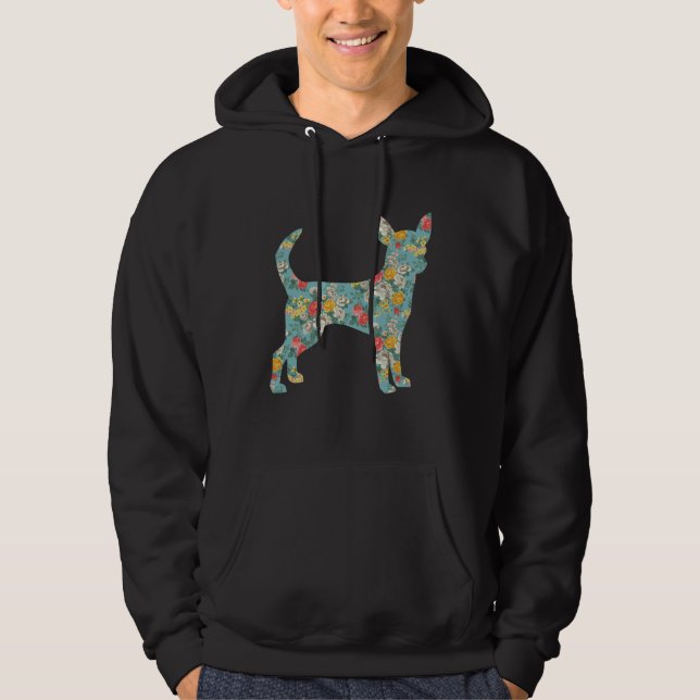 Moletom Chihuahua Flower Silhouette Floral Dog (Frente)