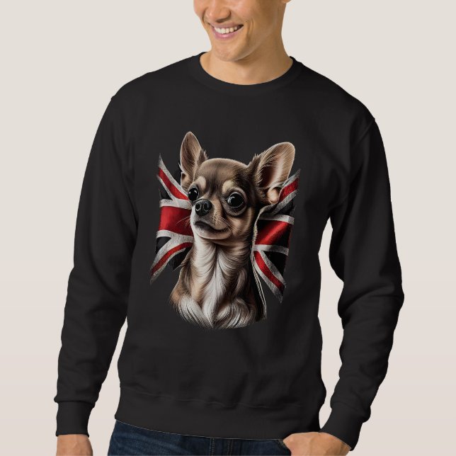 Moletom Chihuahua  Great Britain England Flag Colors Count (Frente)