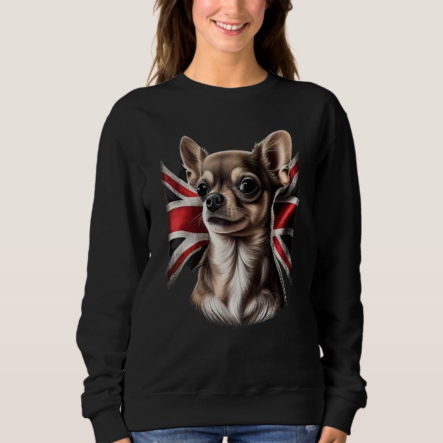 Moletom Chihuahua  Great Britain England Flag Colors Count (Frente)