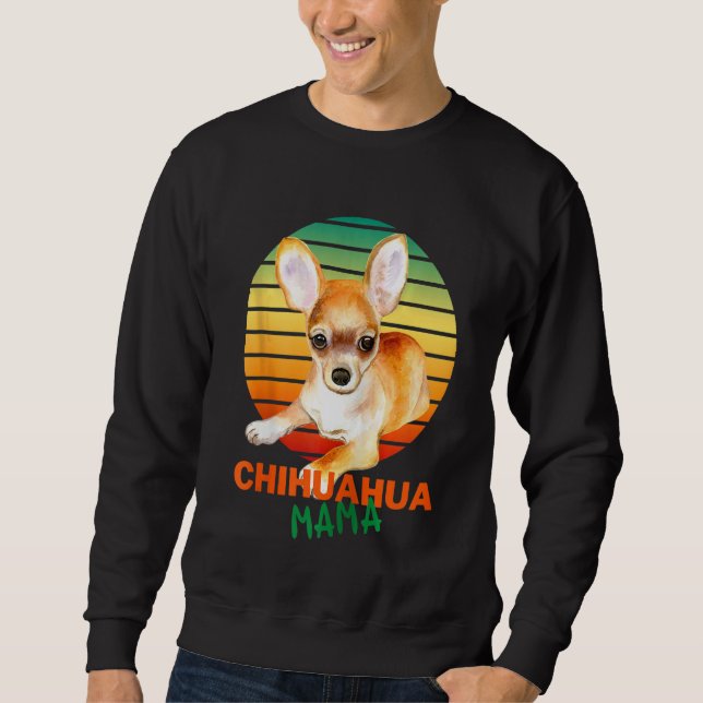 Moletom Chihuahua Mama Na Vintage Sunset Chihuahua Lovers (Frente)