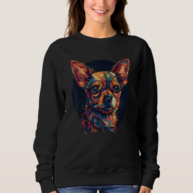 Moletom Chihuahua Mosaic Geometric  Dog Colorful Cute (Frente)