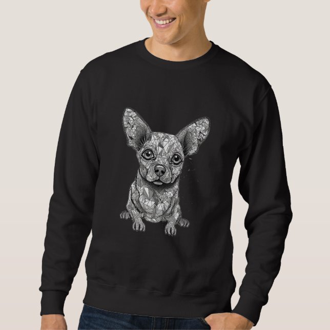 Moletom Chihuahua Mosaic Geometrical  Dog Colorful Cute 2 (Frente)