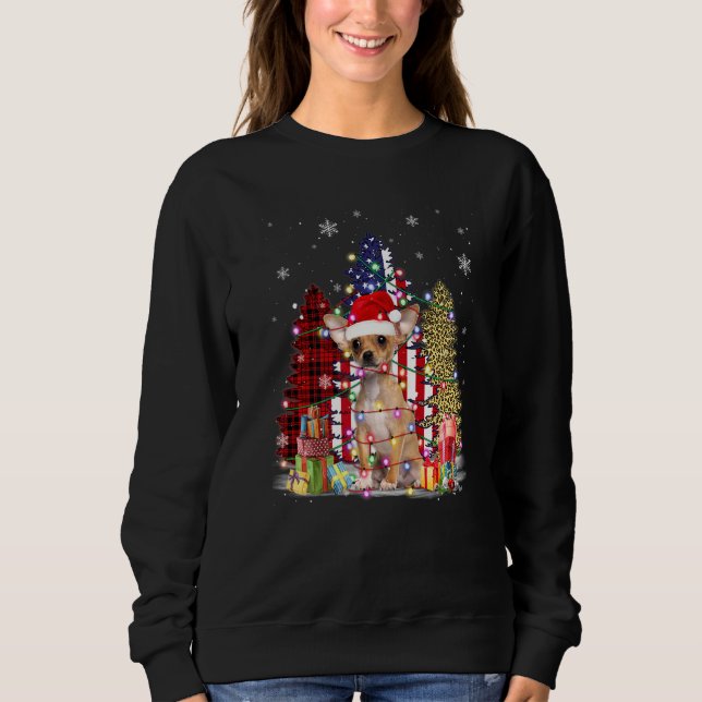Moletom Chihuahua Santa Hat Light Buffalo Xadrez Leopard X (Frente)