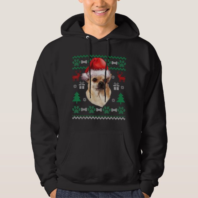 Moletom Chihuahua Santa Hat Natal Feio Doce Pajama (Frente)
