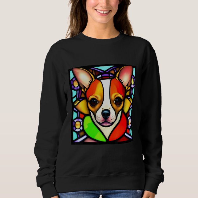 Moletom Chihuahua - Stained Glass Pop Art_4 (Frente)