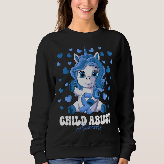 Moletom Child Abuse Awareness Month Blue Ribbon Unicorn (Frente)