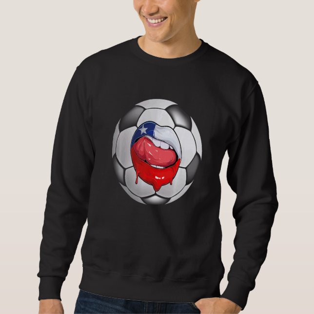 Moletom Chile: Ventilador de futebol, boca de bandeira chi (Frente)