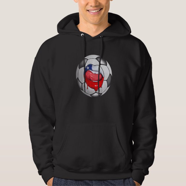 Moletom Chile: Ventilador de futebol, boca de bandeira chi (Frente)