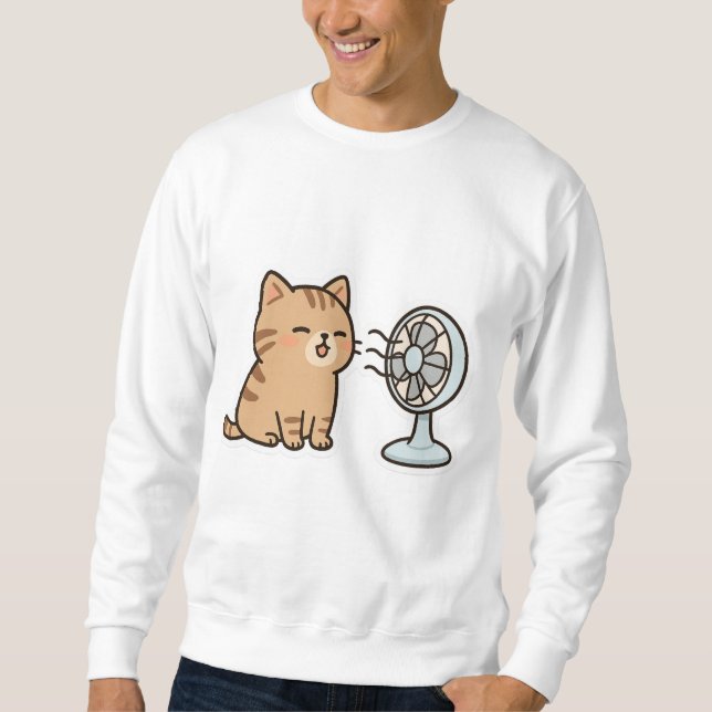 Moletom Chill Cat by the Fan - Cute Summer Sticker" (Frente)