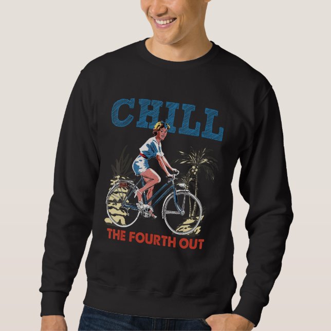 Moletom Chill The Fourth Out Retro Bicycle Girl Happy 4th  (Frente)