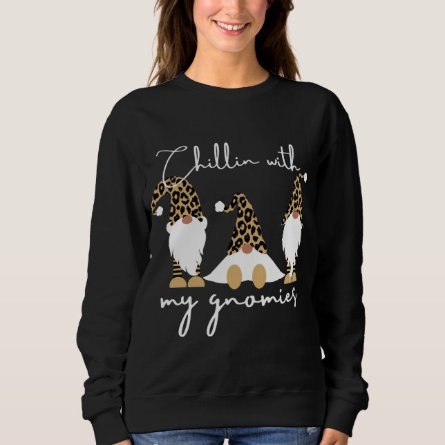 Moletom Chillin Com Meus Gnomos Leopard Imprime Gnomos (Frente)