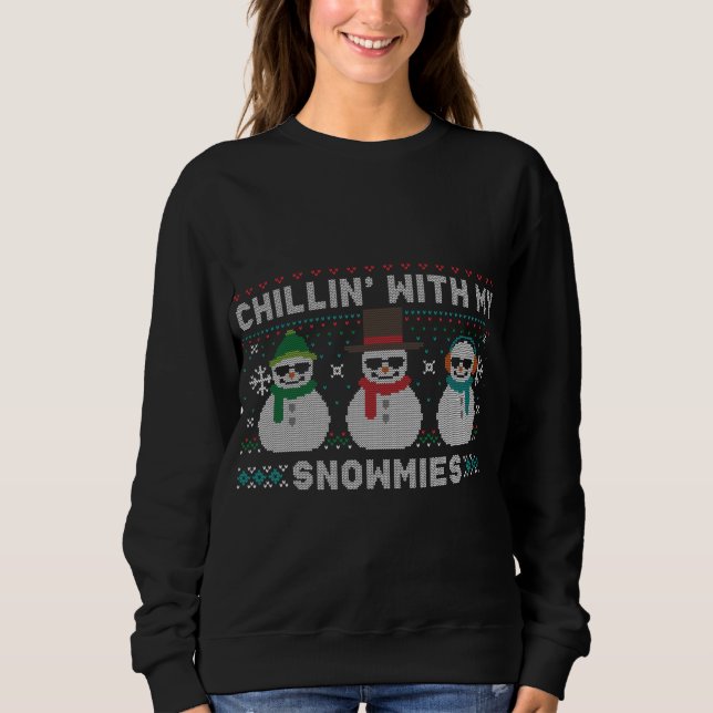 Moletom Chillin' Com Meus Neves Pré-K Chá De Natal Bonito (Frente)