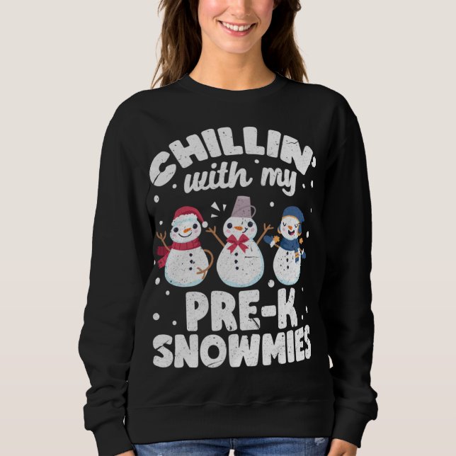 Moletom Chillin Com Meus Snowmies Cute Snowman Fez Christm (Frente)