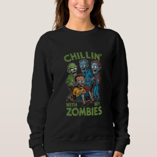 Moletom Chillin Com Meus Zombies Halloween Garotos Engraça