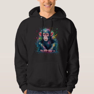 Moletom Chimpanzé Homens Mulher Colorida Aquarela Chimpanz