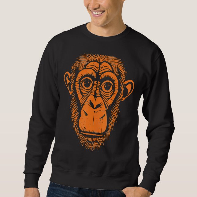 Moletom Chimpanzé Laranja Sem Chimpanzé Macaco (Frente)