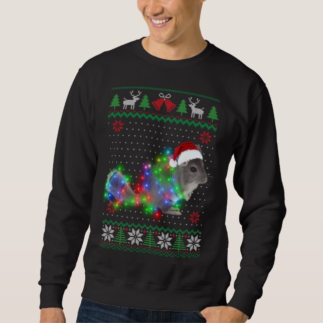 Moletom Chinchilla Animal Ugly Sweater Christmas Puppy Ani (Frente)