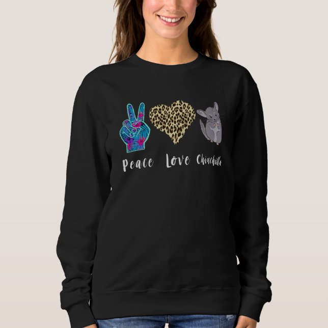 Moletom Chinchilla Leopard Heart Love Peace Chinchilla Pet (Frente)