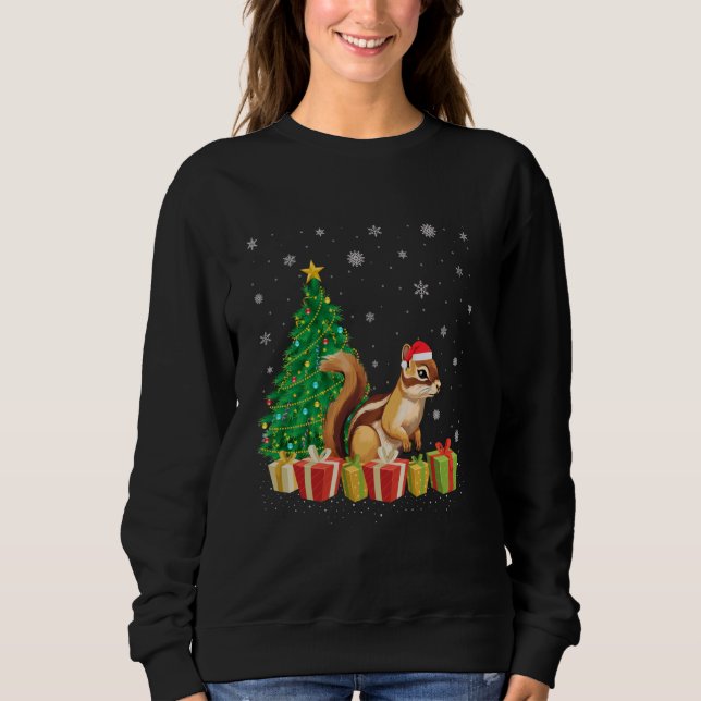 Moletom Chipmunk Xmas Tree Lighting Santa Hat Chunk Chr (Frente)