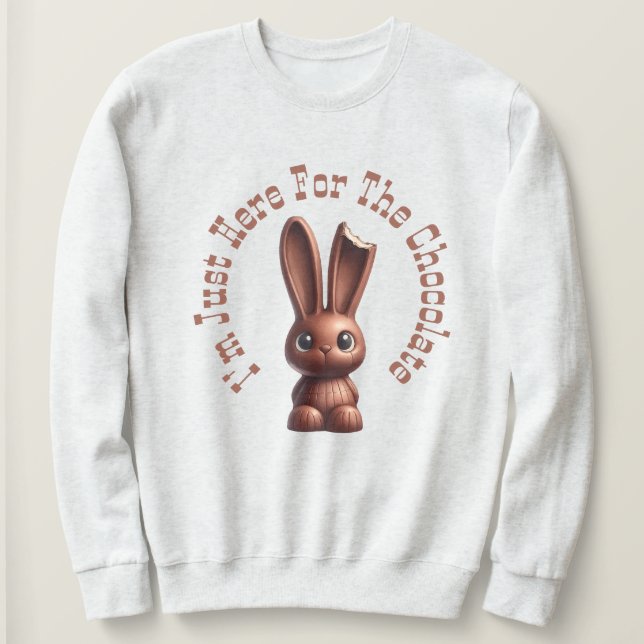 Moletom Chocolate Easter Bunny – I’m Just Here For The... (Frente do Design)
